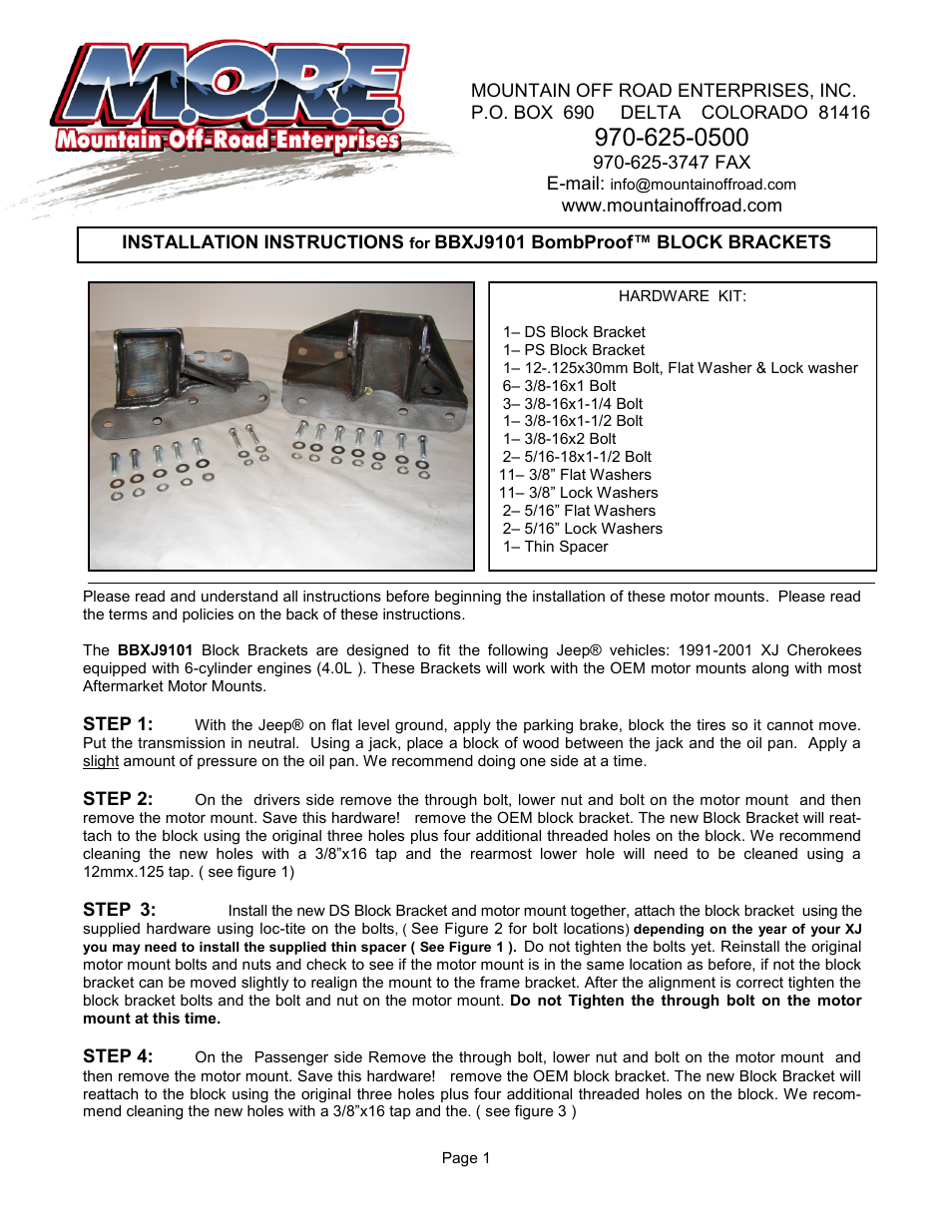 Mountain Off Road BBXJ9196 User Manual | 3 pages