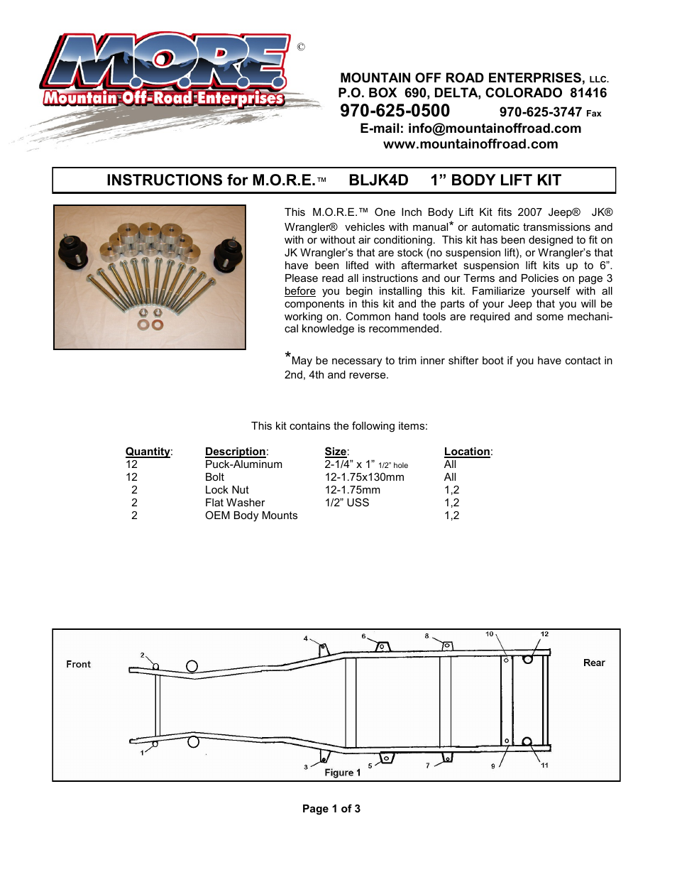 Mountain Off Road BLJK074D User Manual | 3 pages