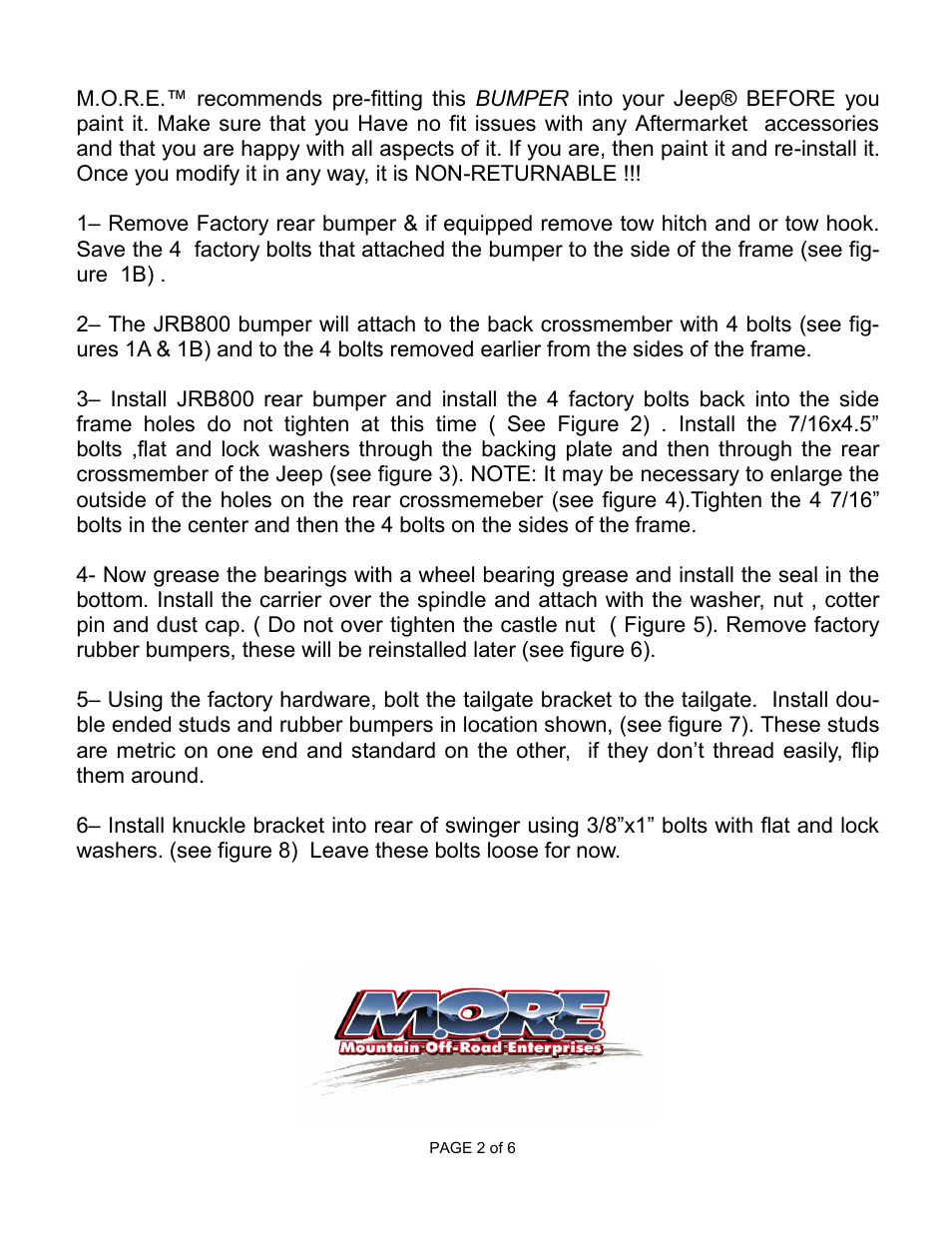 Mountain Off Road JRB800 User Manual | Page 2 / 6