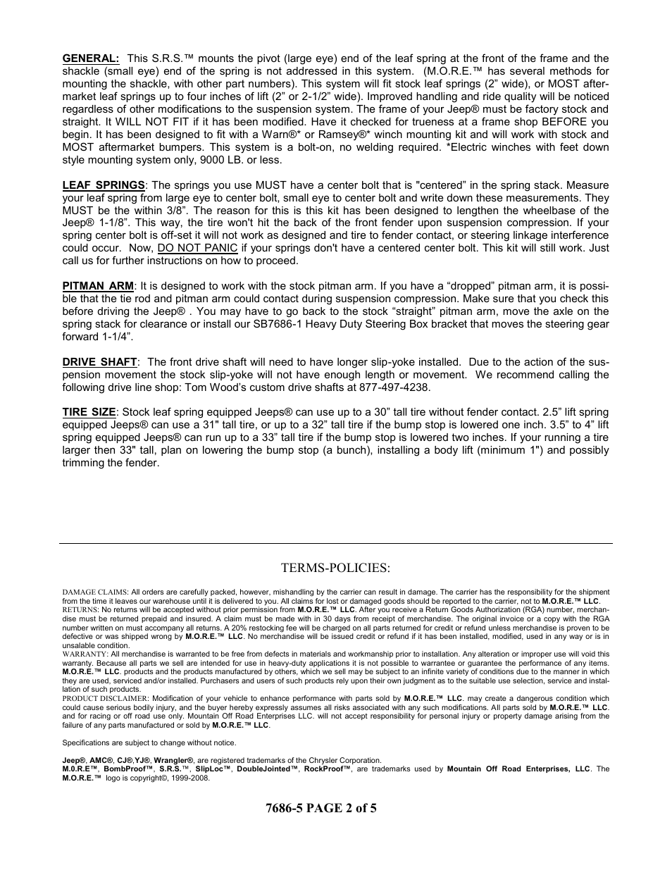 Mountain Off Road 7686-5 User Manual | Page 2 / 5