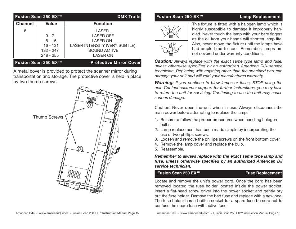 American International Fusion Scan 250 EX User Manual | Page 8 / 10
