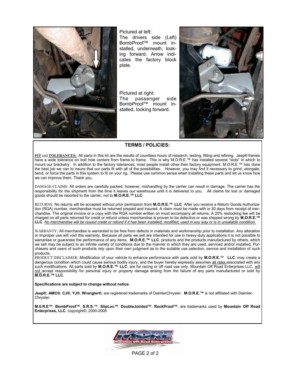 Mountain Off Road JM100 User Manual | Page 2 / 2