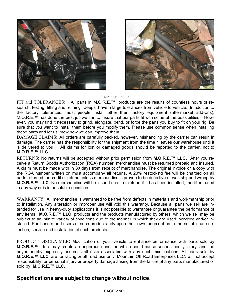Mountain Off Road TB500 User Manual | Page 2 / 2