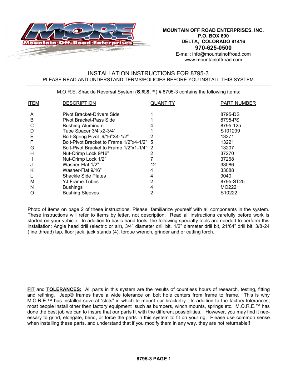 Mountain Off Road 8795-3 User Manual | 9 pages