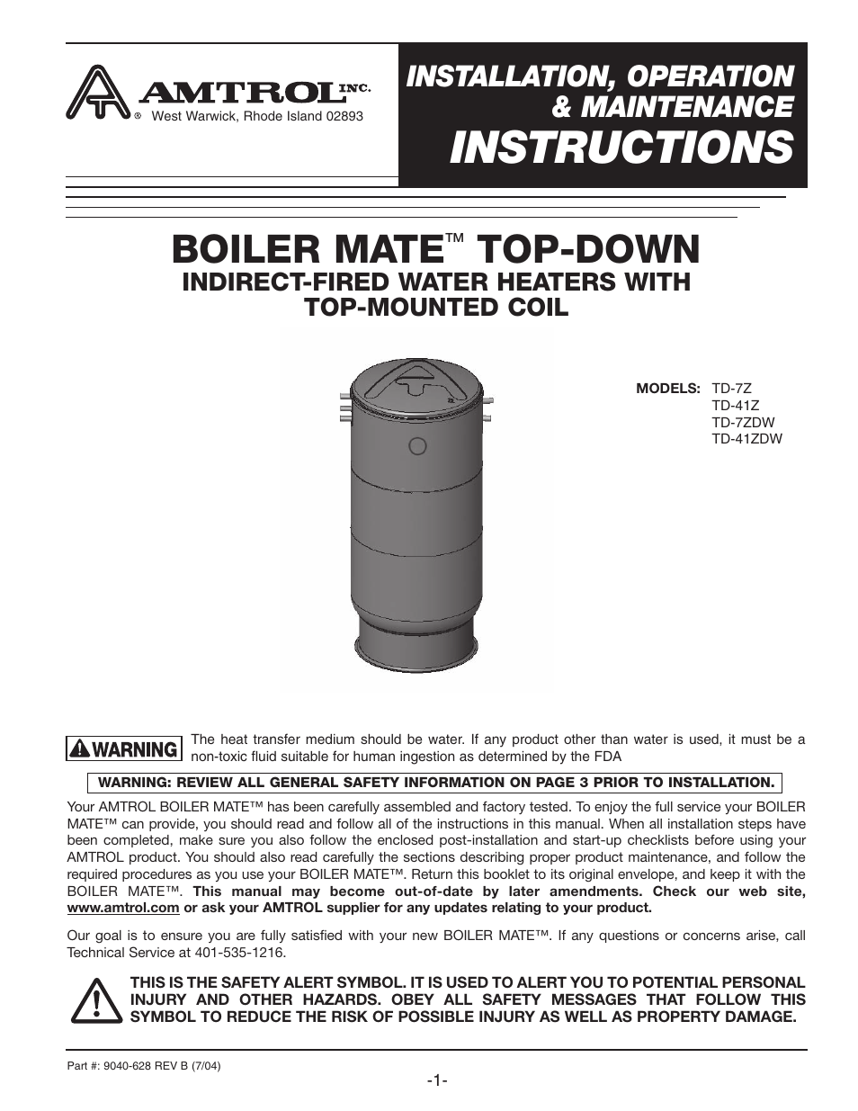 Amtrol TD-7ZDW User Manual | 16 pages