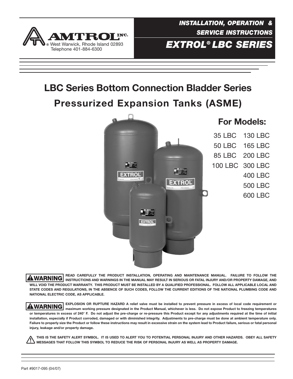 Amtrol EXTROL 50 LBC User Manual | 4 pages