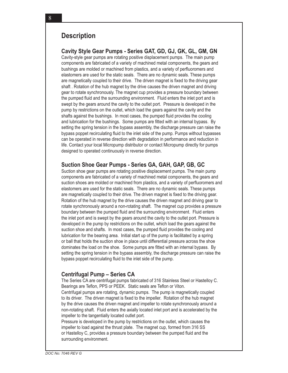 Description | Micropump GN Series Installation, Operation and Warranty Information User Manual | Page 8 / 35