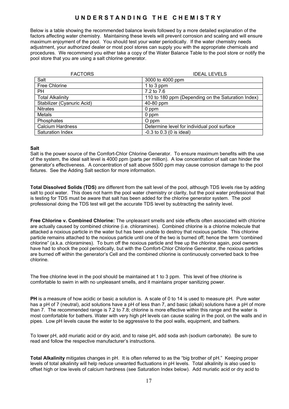 Salt, Understanding the chemistry | Aqua Products CC-350 User Manual | Page 17 / 24