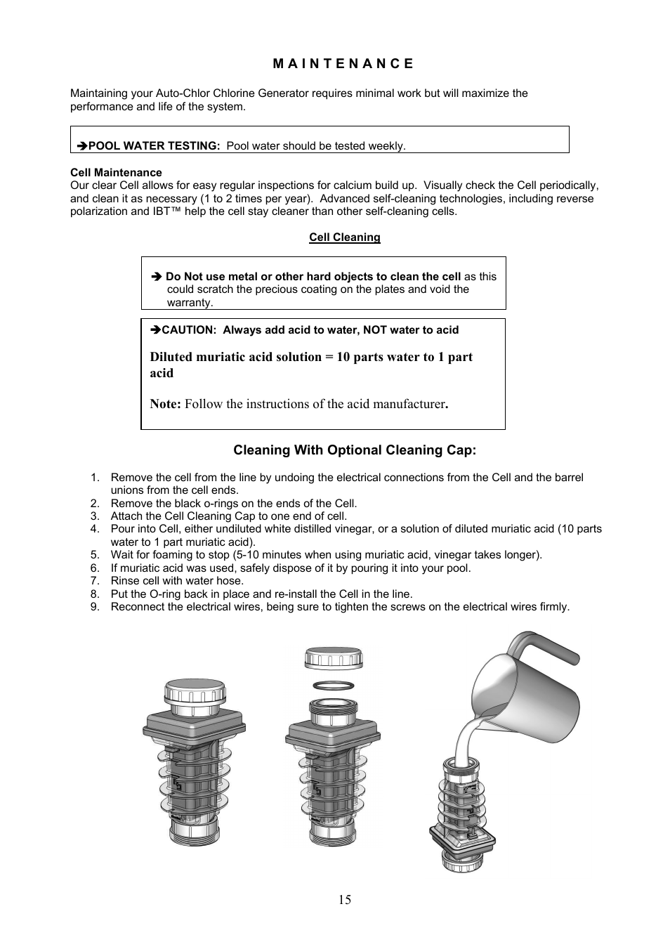 Maintenance / cleaning | Aqua Products Auto-Chlor AC-6000 User Manual | Page 15 / 24