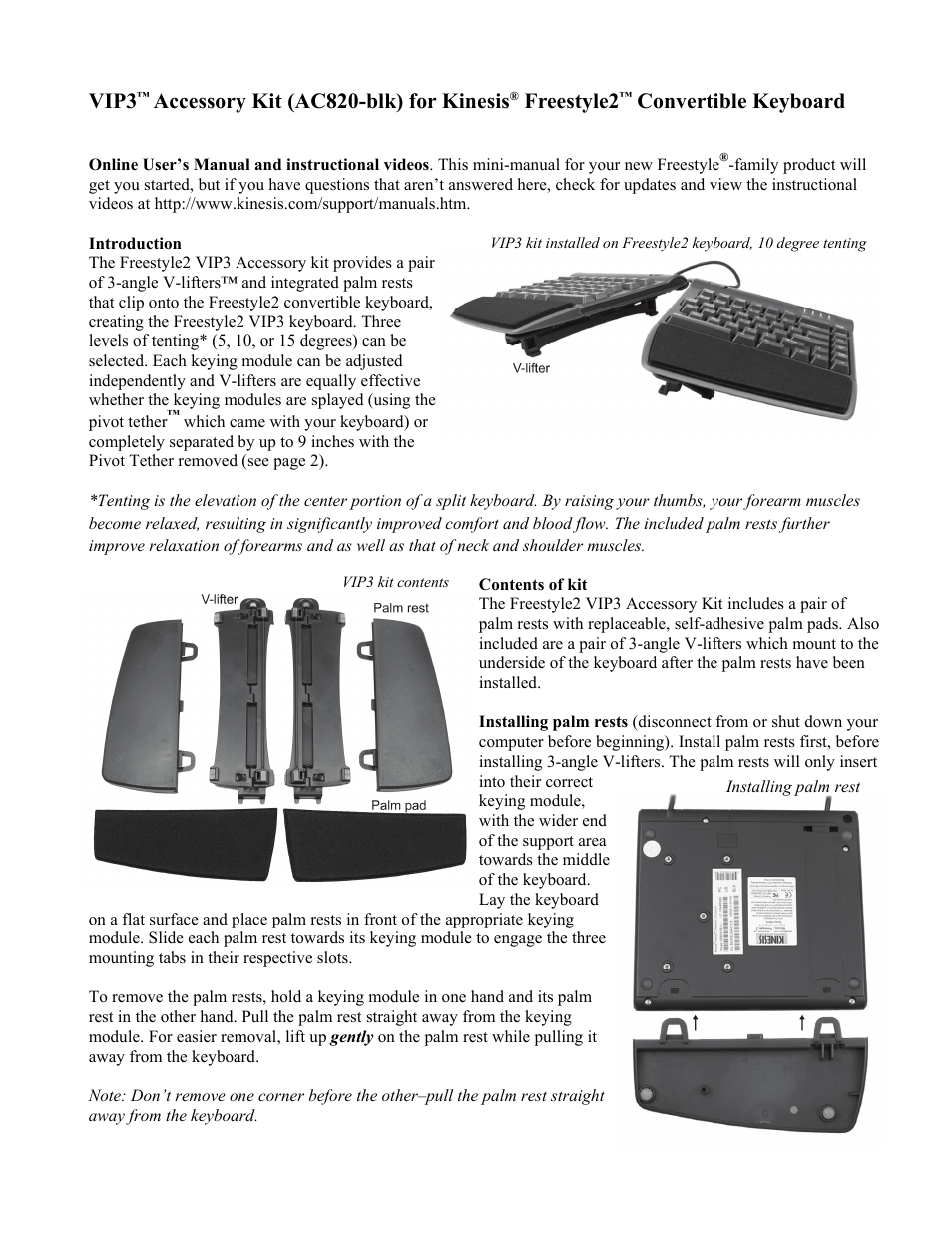 Kinesis AC820-blk Freestyle2 VIP3 User Manual | 2 pages