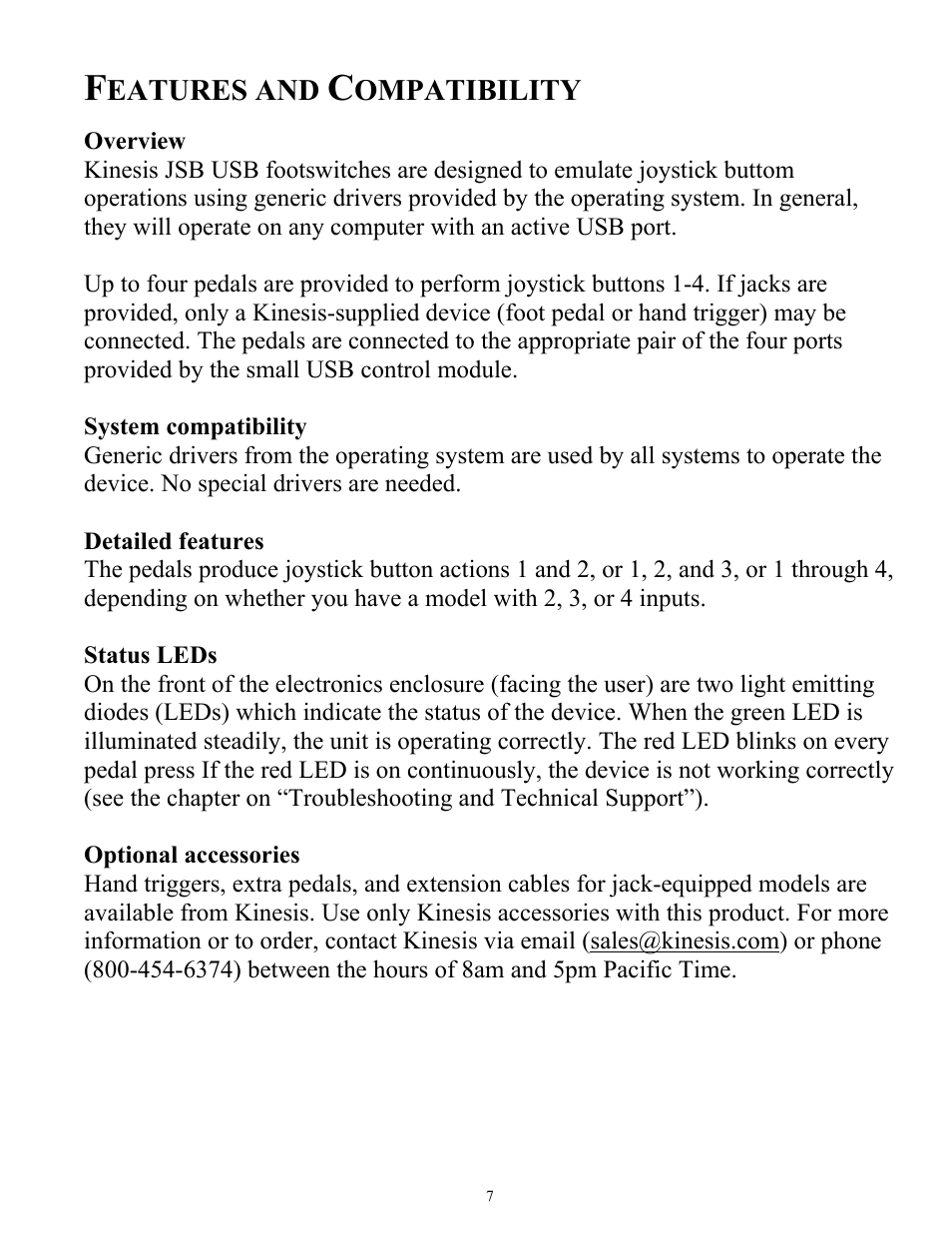 Kinesis FS32AJ-JSB Savant JSB Foot Pedal User Manual | Page 7 / 12