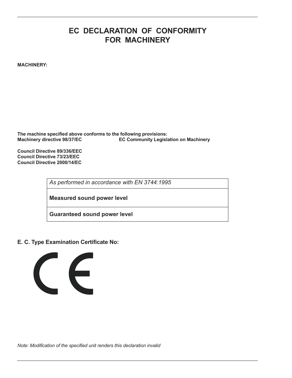 Ec declaration of conformity for machinery | Snorkel AB60JRT-sn10000+ User Manual | Page 4 / 122