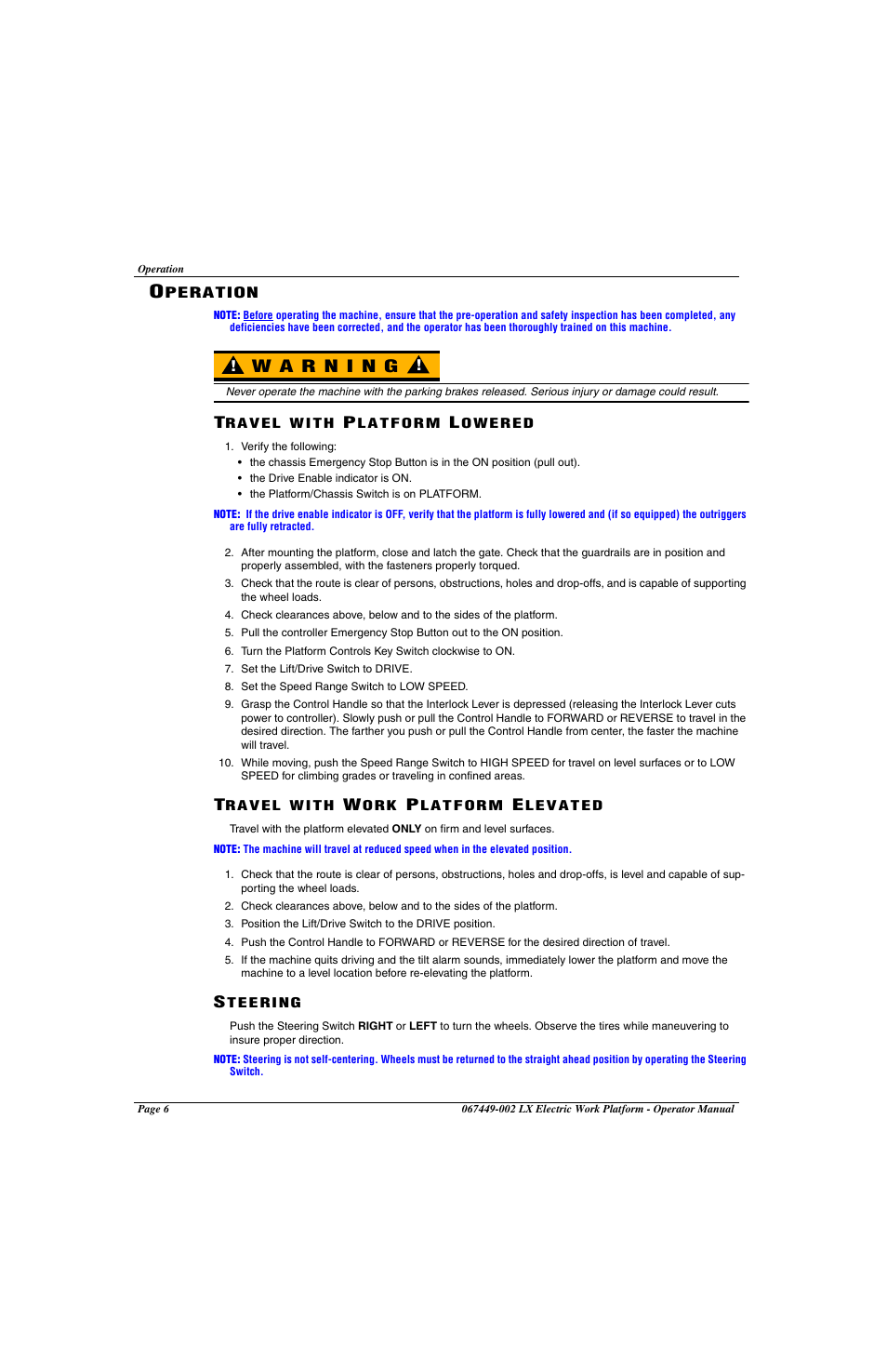 Operation | Snorkel LX41 Electric-sn4022+ User Manual | Page 10 / 104