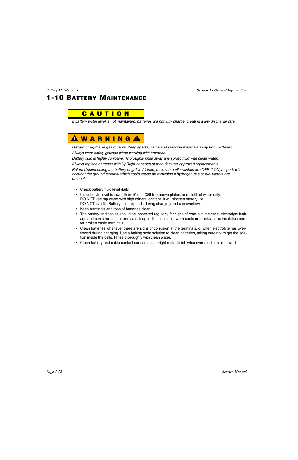110 battery maintenance, 10 battery maintenance -12, 10 b | Snorkel LX41 Electric-sn4022+ User Manual | Page 32 / 104