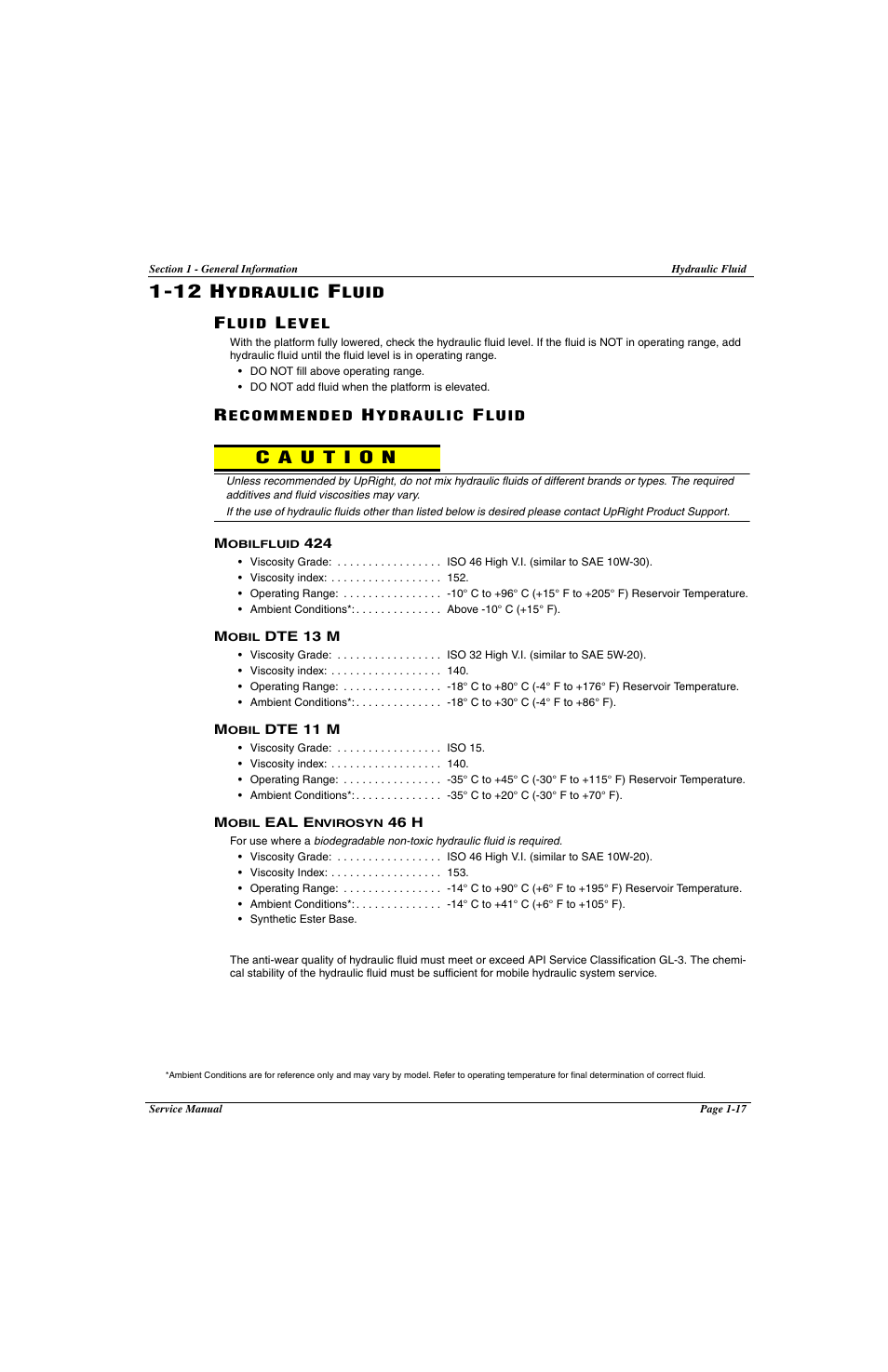 112 hydraulic fluid, 12 hydraulic fluid -17, 12 h | Snorkel LX41 Electric-sn4022+ User Manual | Page 37 / 104