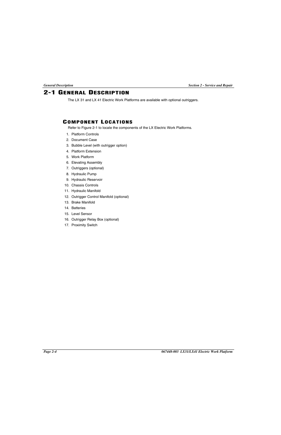 21 general description, 1 general description -4, Component locations -4 | Snorkel LX41 Electric-sn4022+ User Manual | Page 42 / 104