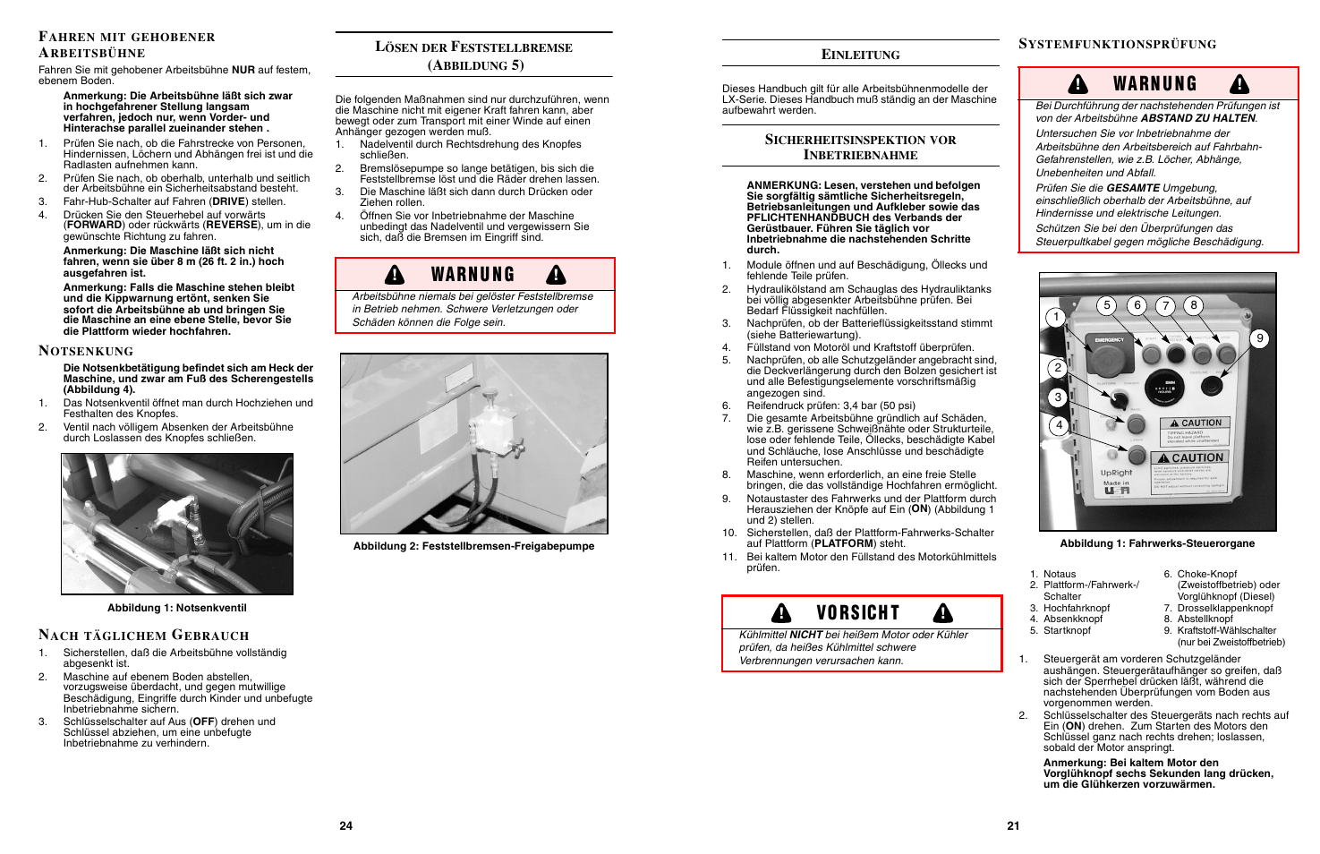 Vo r s ich t, Wa rn u n g | Snorkel LX50-sn2747-3299 User Manual | Page 24 / 40