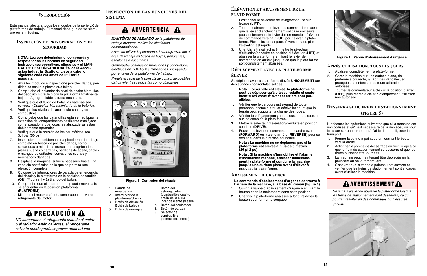 Ave rt is s e me n t, Pr e c au c ió n, A dv e rt e n cia | Snorkel LX50-sn2747-3299 User Manual | Page 30 / 40