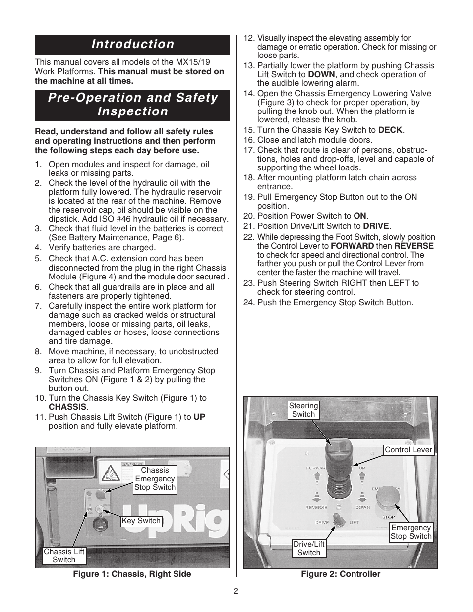 Introduction, Pre-operation and safety inspection | Snorkel MX19-sn1004-1599 User Manual | Page 2 / 8