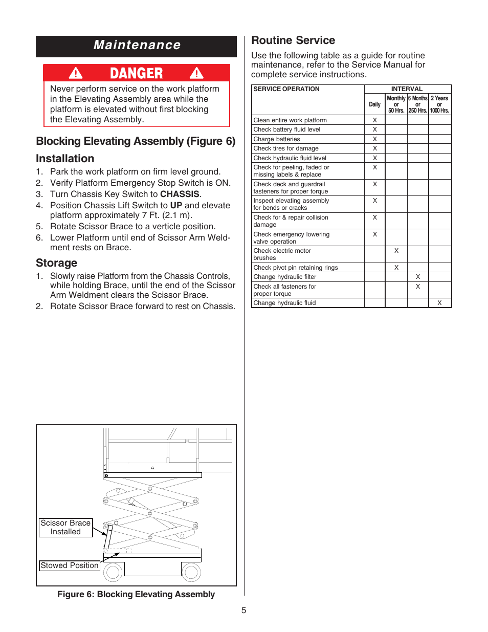 Maintenance, Storage, Routine service | Snorkel MX19-sn1004-1599 User Manual | Page 5 / 8