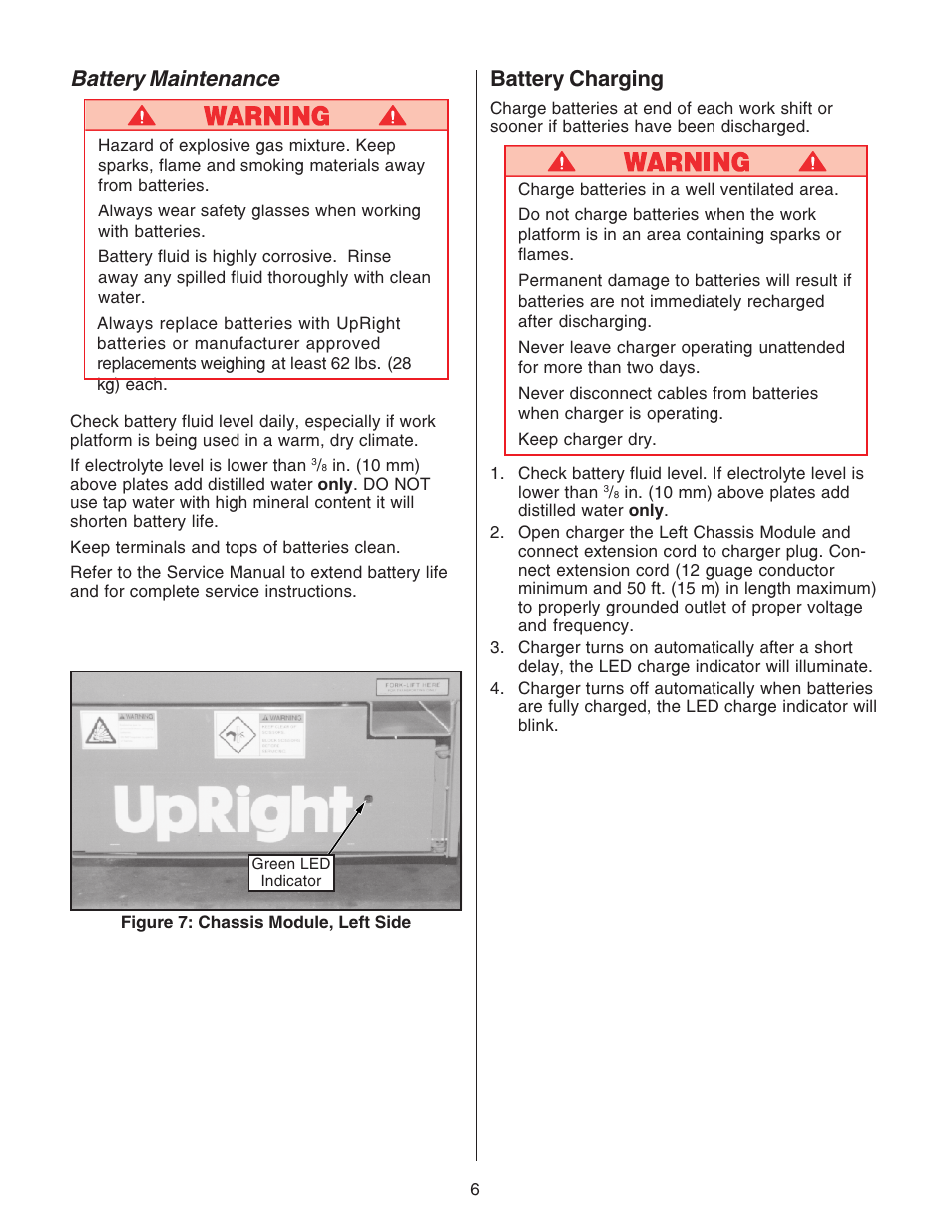 Battery maintenance, Battery charging | Snorkel MX19-sn1004-1599 User Manual | Page 6 / 8