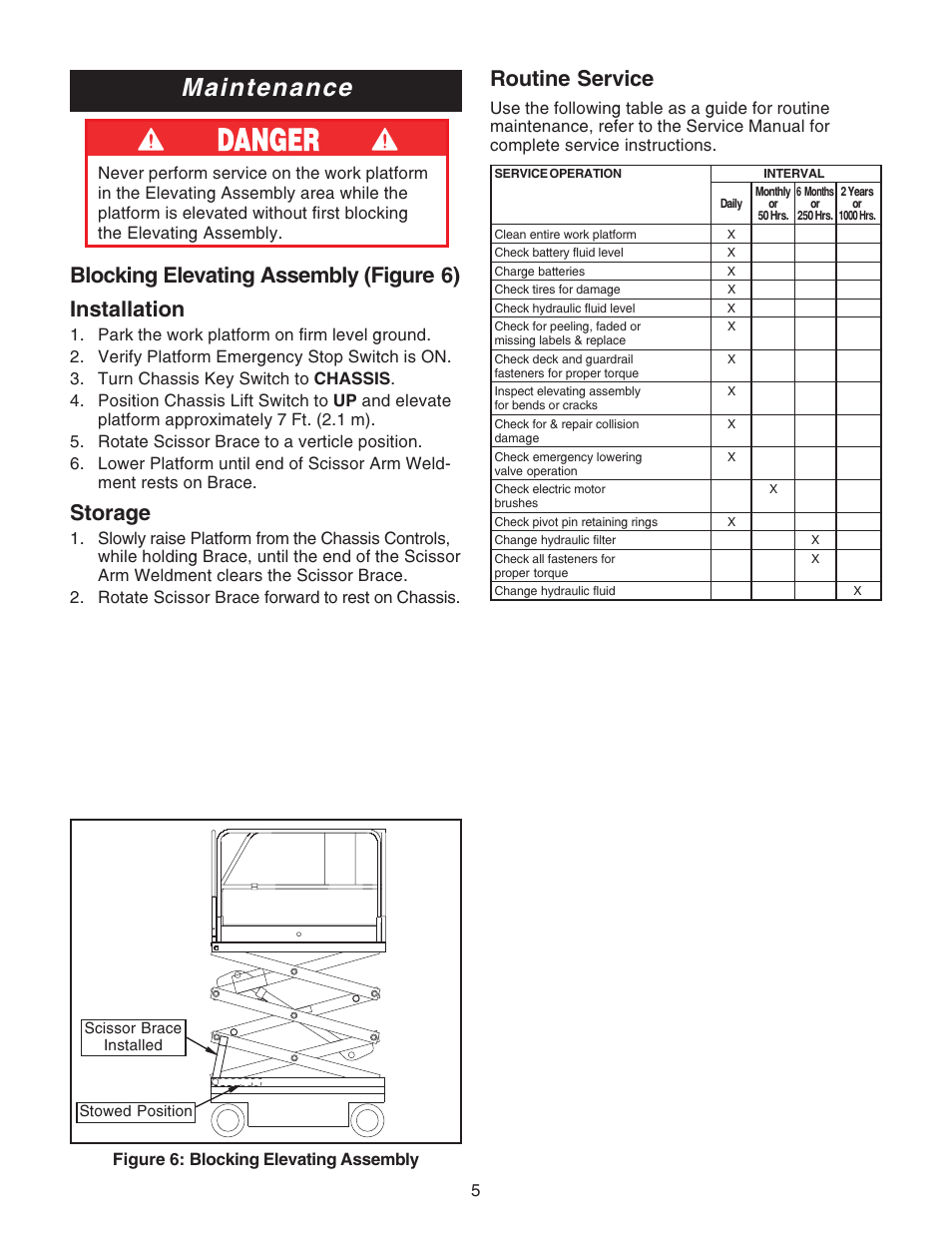 Maintenance, Routine service, Storage | Snorkel MX19-sn12900-13999 User Manual | Page 5 / 8