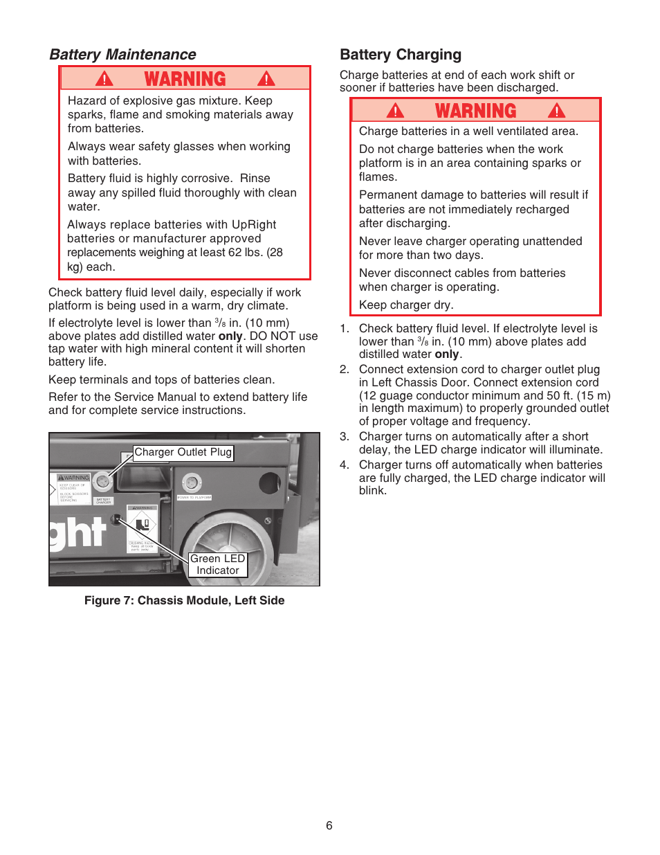 Battery maintenance, Battery charging | Snorkel MX19-sn12900-13999 User Manual | Page 6 / 8