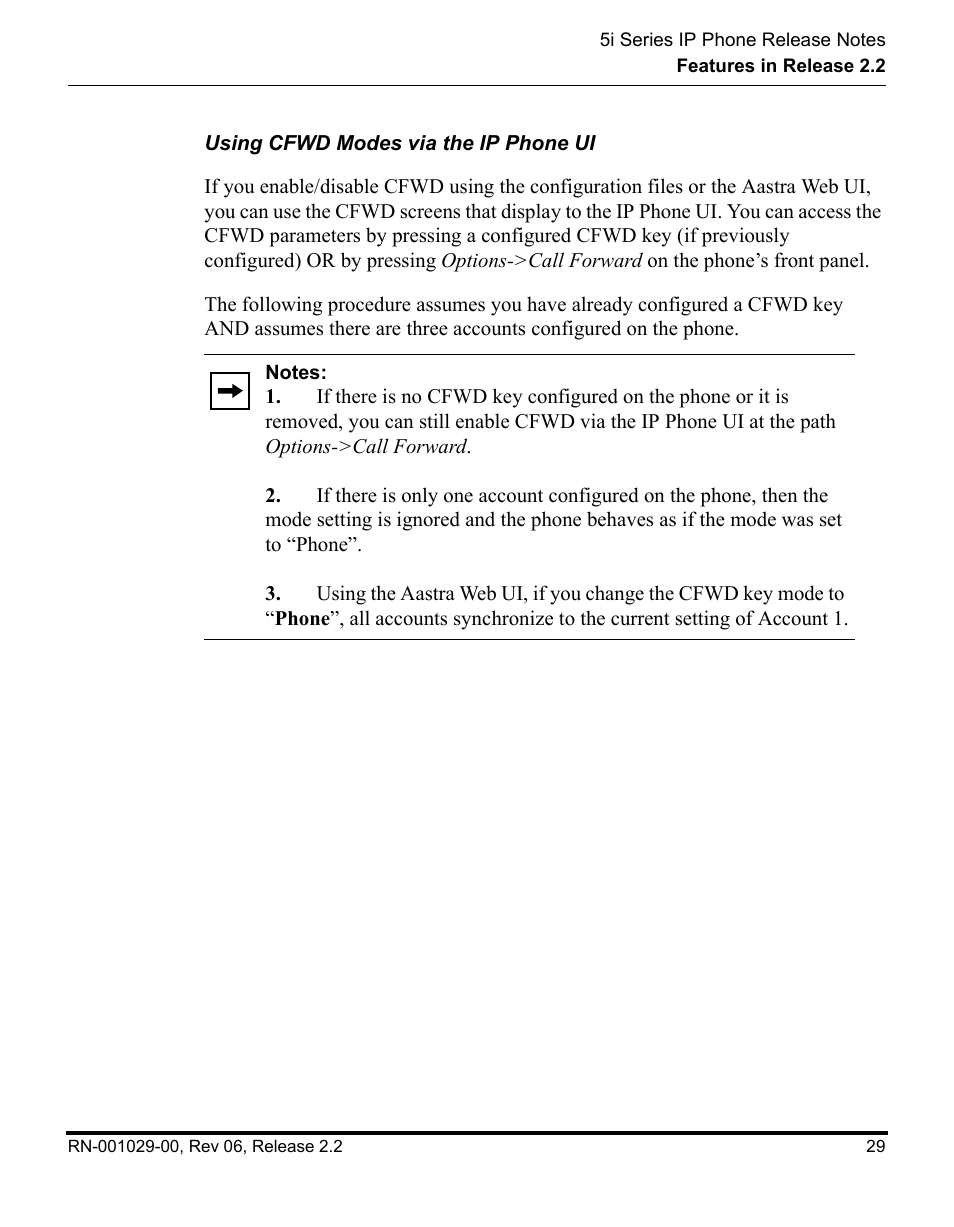 Using cfwd modes via the ip phone ui | Aastra Telecom REV 06 User Manual | Page 33 / 146