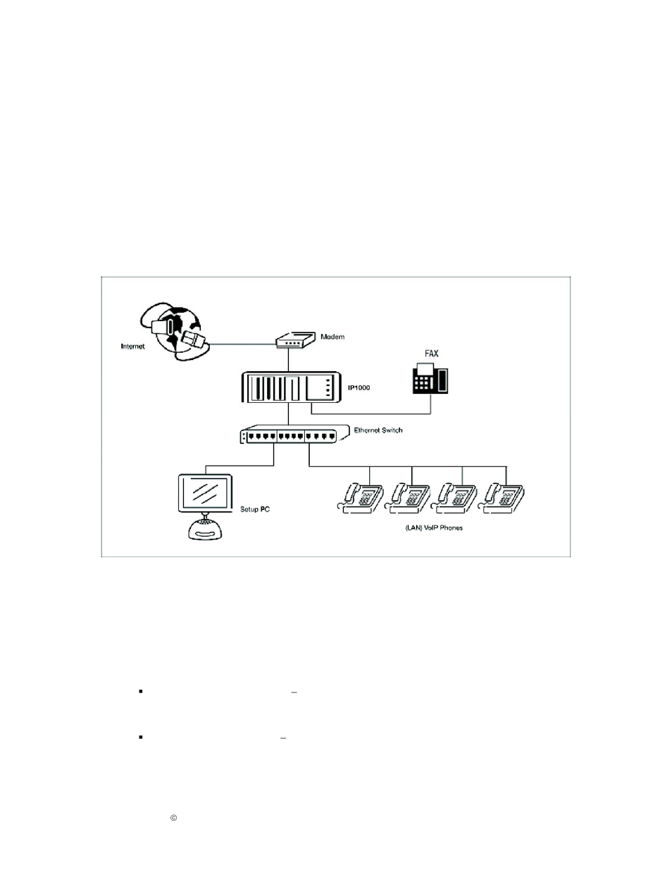 Before getting started, Connecting the system, Hardware setup | Connecting the phone lines and fax machines, Embedded analog phone ports | IPitomy IP1000 User Guide User Manual | Page 12 / 124