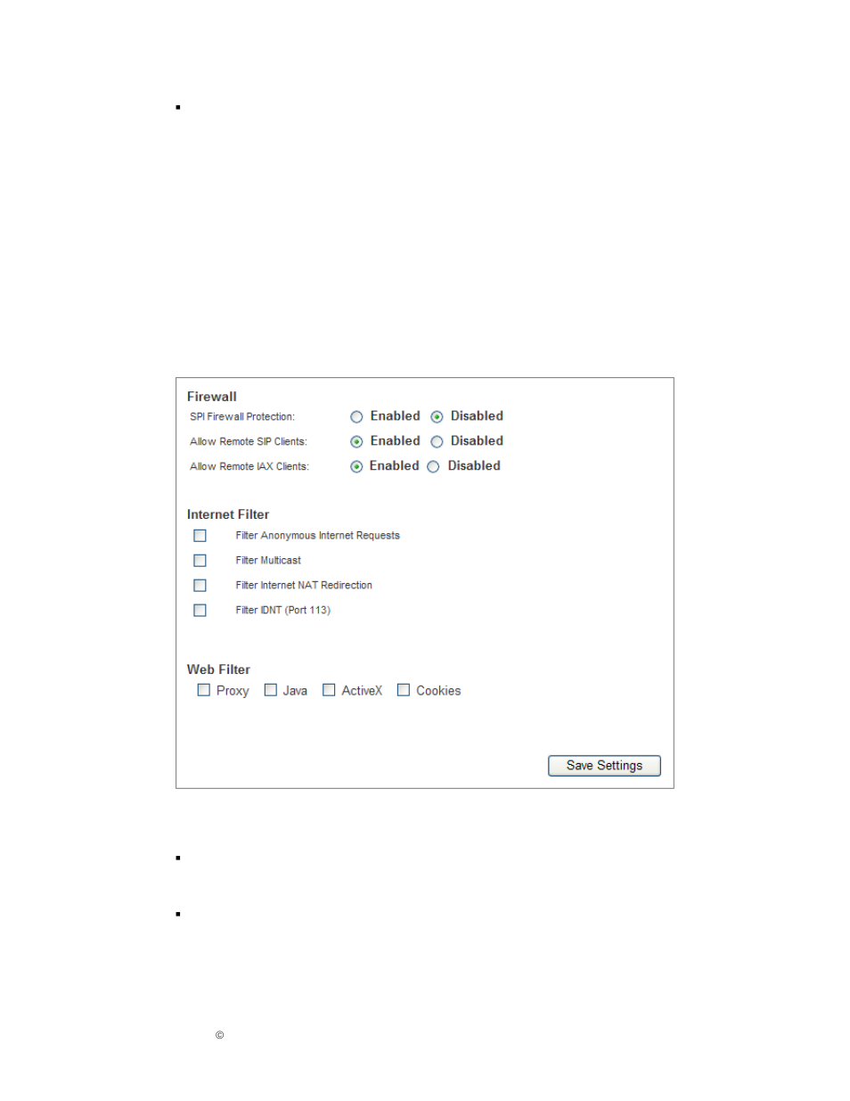 Delete this entry, Show routing table, Security | Firewall | IPitomy IP1000 User Guide User Manual | Page 27 / 124