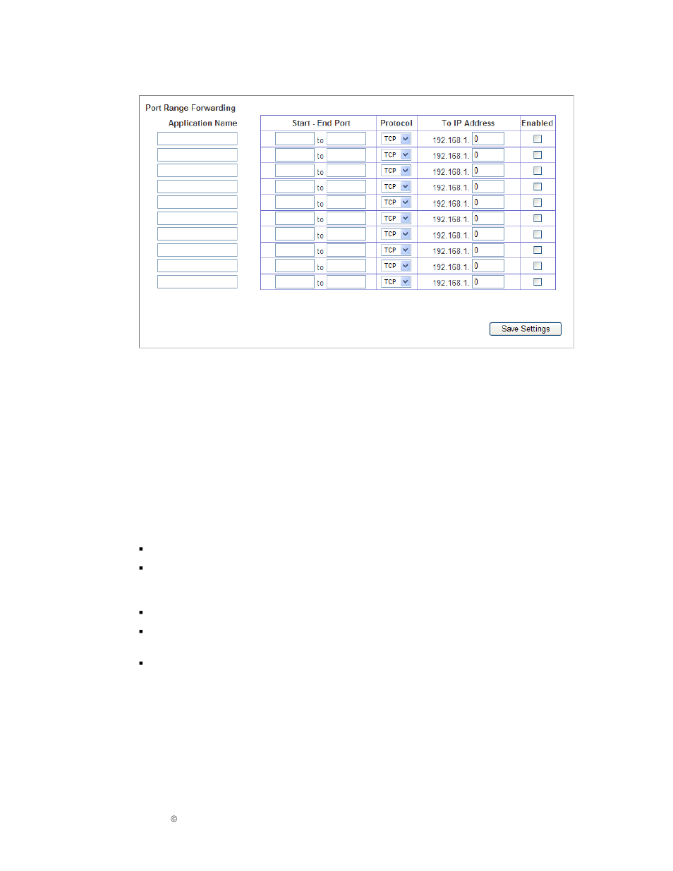 Application, Port range forwarding | IPitomy IP1000 User Guide User Manual | Page 33 / 124
