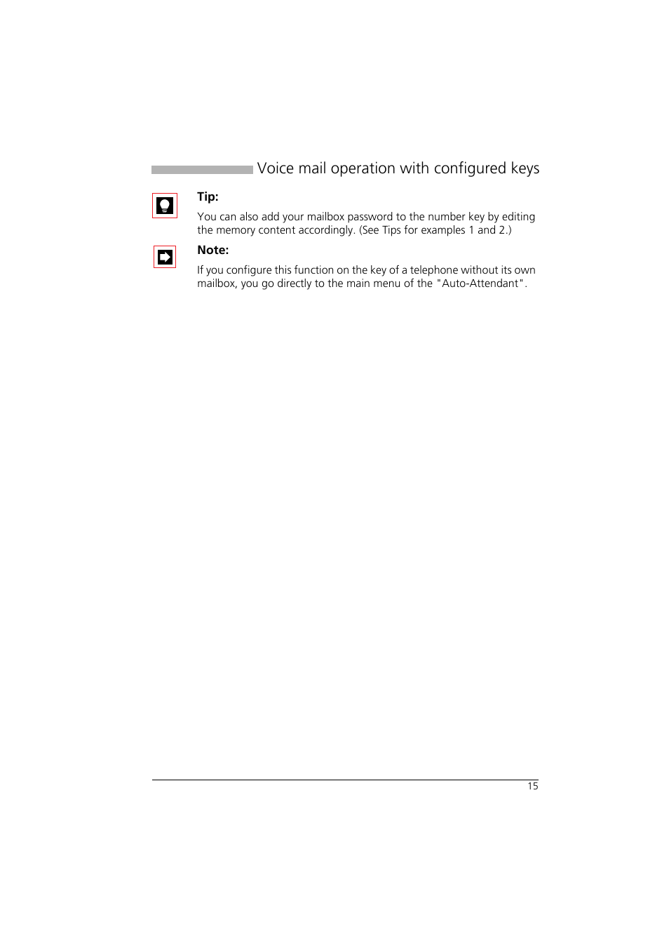 Voice mail operation with configured keys | Aastra Telecom AVS 5150 User Manual | Page 18 / 20