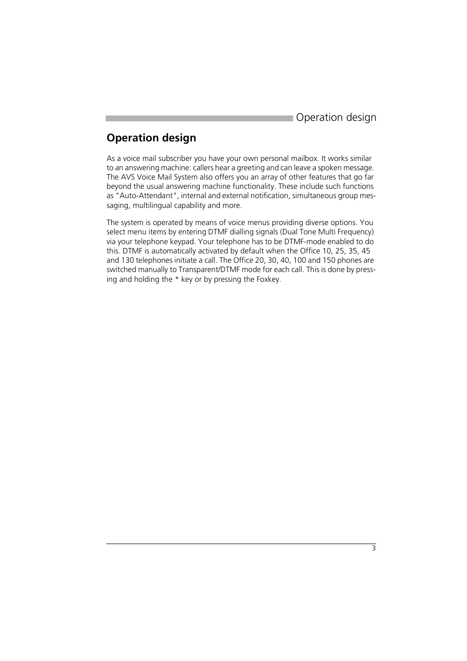 Operation design | Aastra Telecom AVS 5150 User Manual | Page 6 / 20