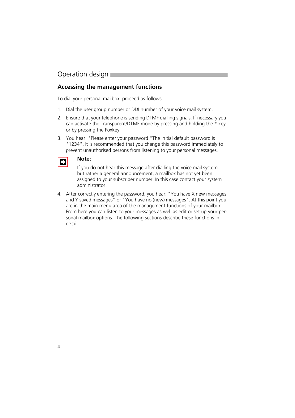 Accessing the management functions, Operation design | Aastra Telecom AVS 5150 User Manual | Page 7 / 20