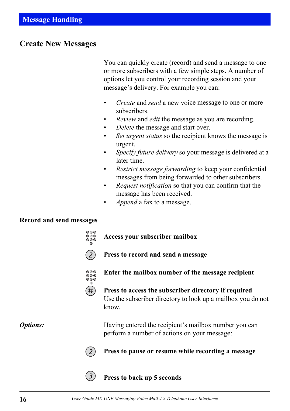 Create new messages | Aastra Telecom MX-ONE 4.2 User Manual | Page 18 / 46