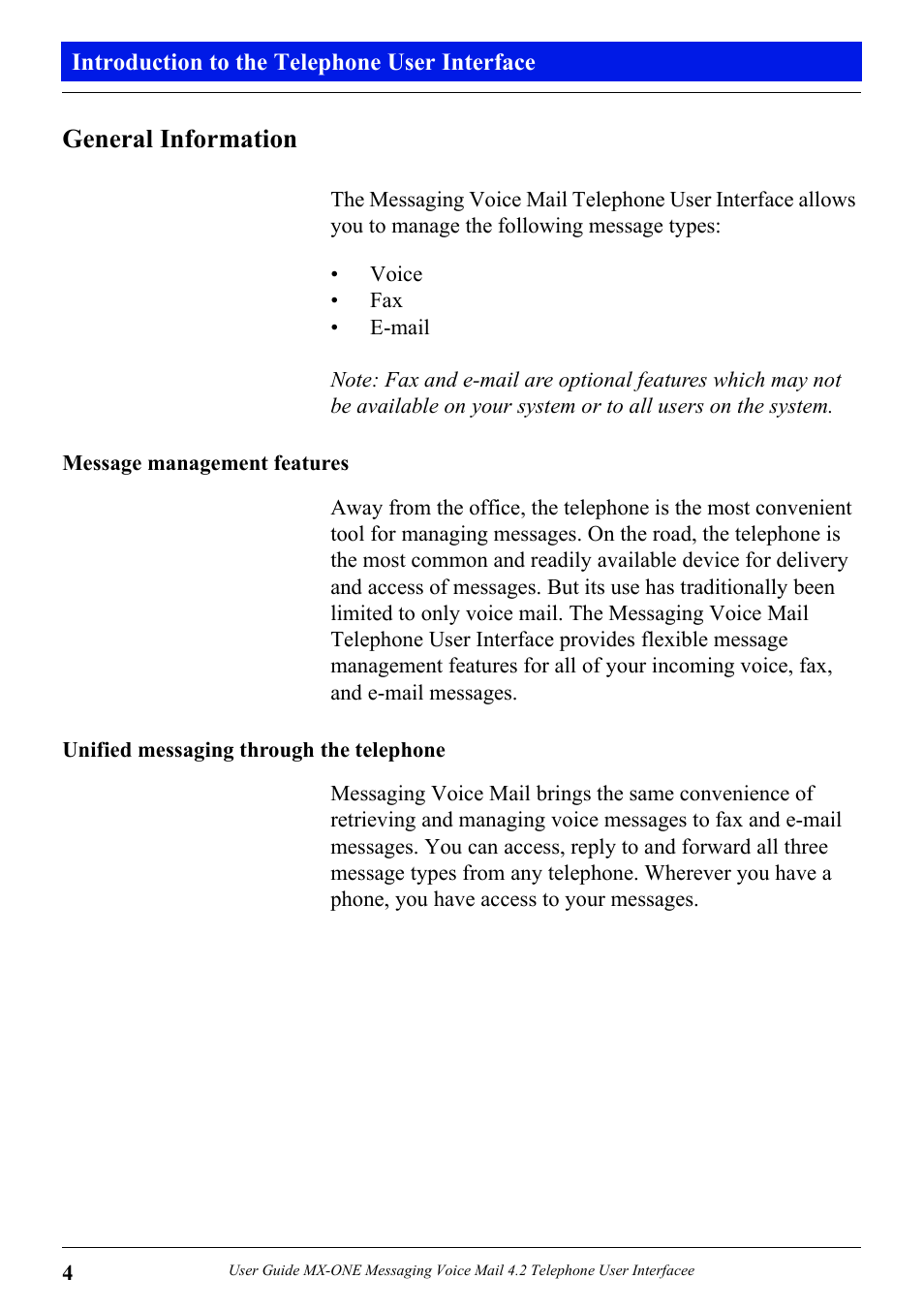 Introduction to the telephone user interface, General information | Aastra Telecom MX-ONE 4.2 User Manual | Page 6 / 46