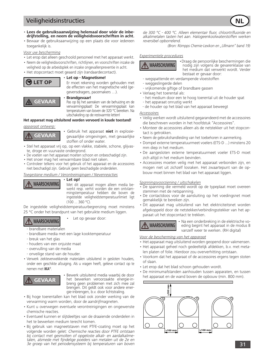 Veiligheidsinstructies, Waarschuwing, Let op gevaar | IKA RH digital User Manual | Page 31 / 52