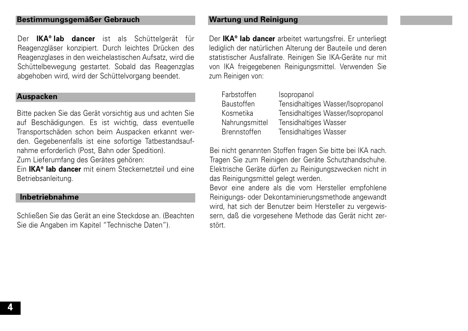 IKA Lab dancer User Manual | Page 4 / 40