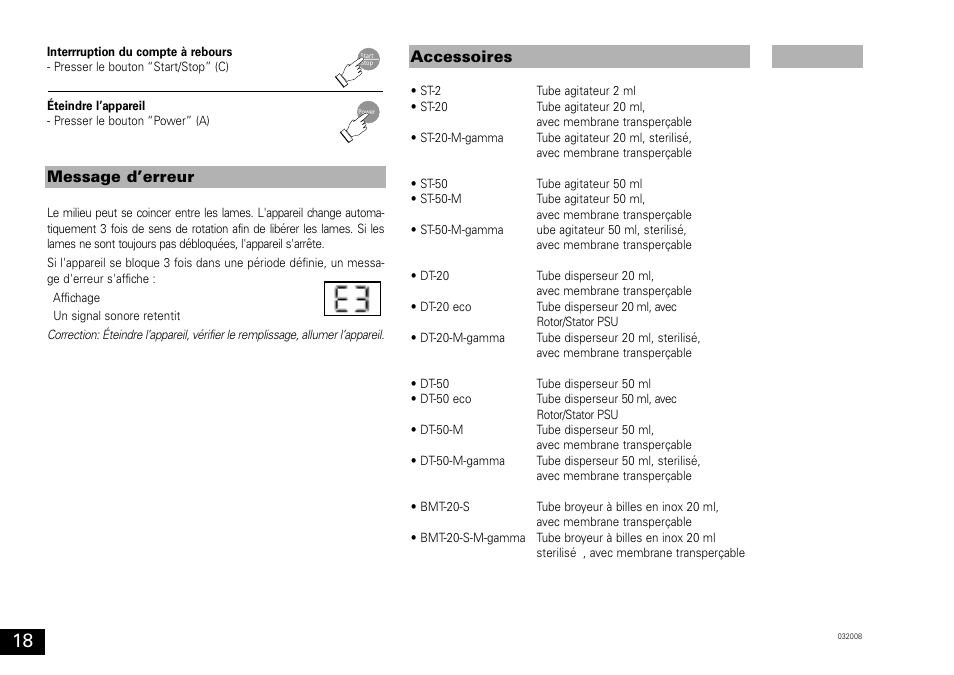 Message d’erreur accessoires | IKA ULTRA-TURRAX Tube Drive User Manual | Page 18 / 39