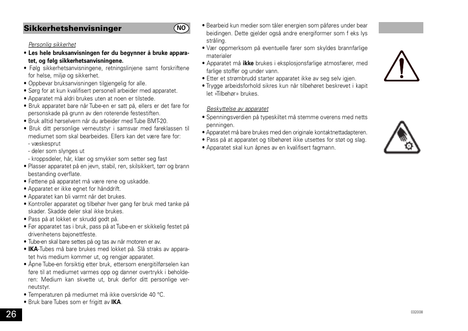 Sikkerhetshenvisninger | IKA ULTRA-TURRAX Tube Drive User Manual | Page 26 / 39