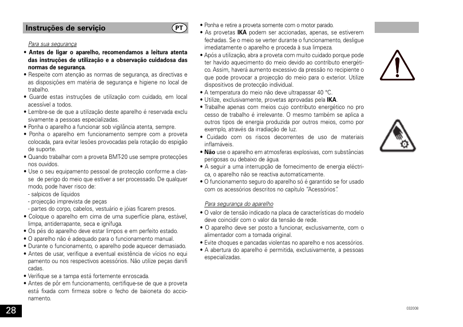 Instruções de serviçio | IKA ULTRA-TURRAX Tube Drive User Manual | Page 28 / 39