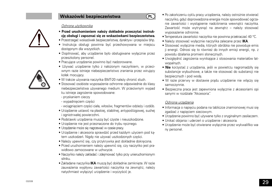 Wskazówki bezpieczeństwa | IKA ULTRA-TURRAX Tube Drive User Manual | Page 29 / 39