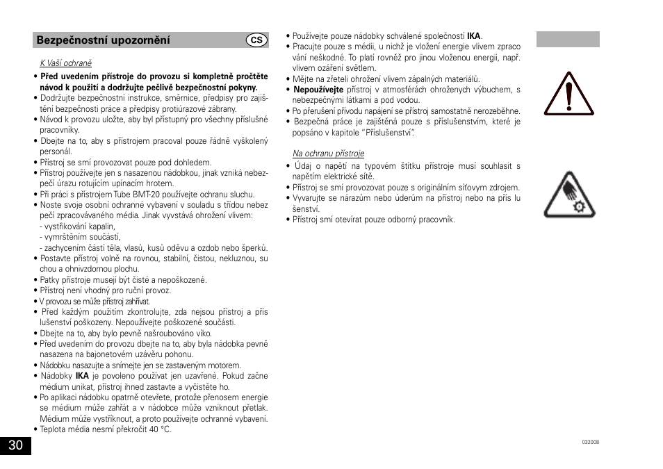 Bezpečnostní upozornění | IKA ULTRA-TURRAX Tube Drive User Manual | Page 30 / 39
