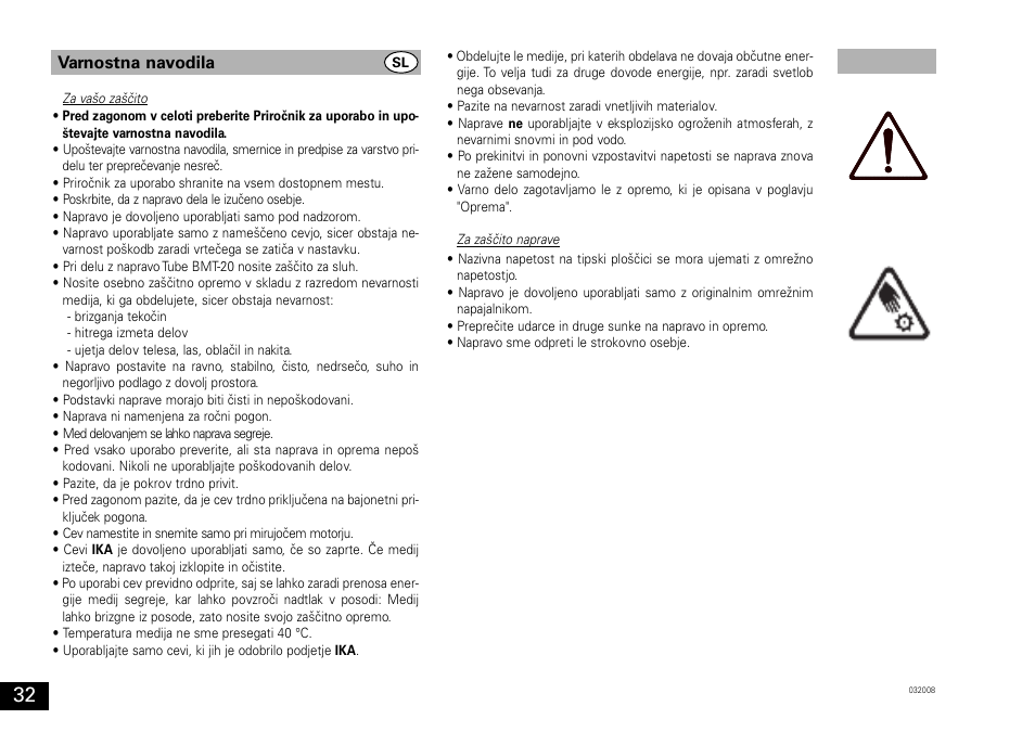 Varnostna navodila | IKA ULTRA-TURRAX Tube Drive User Manual | Page 32 / 39