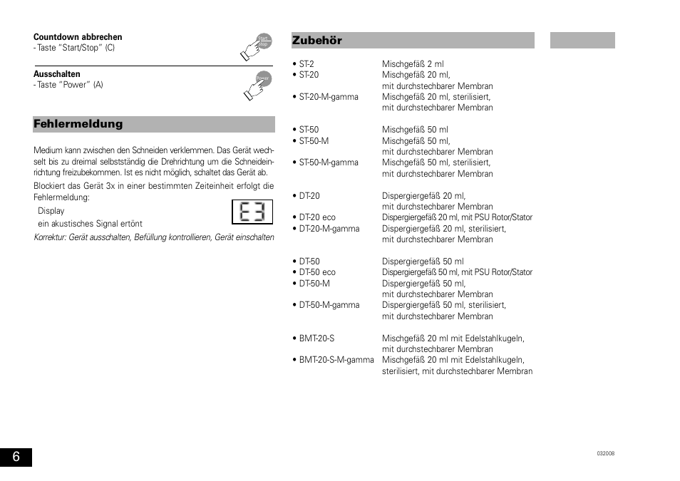 Fehlermeldung zubehör | IKA ULTRA-TURRAX Tube Drive User Manual | Page 6 / 39