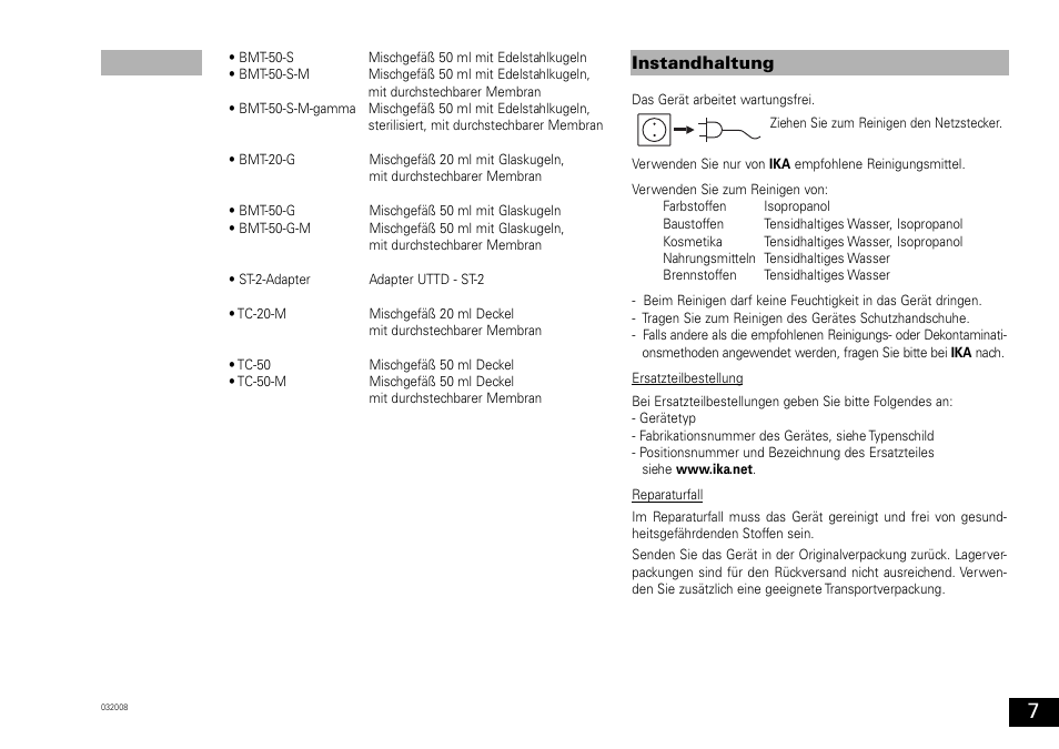 Instandhaltung | IKA ULTRA-TURRAX Tube Drive User Manual | Page 7 / 39