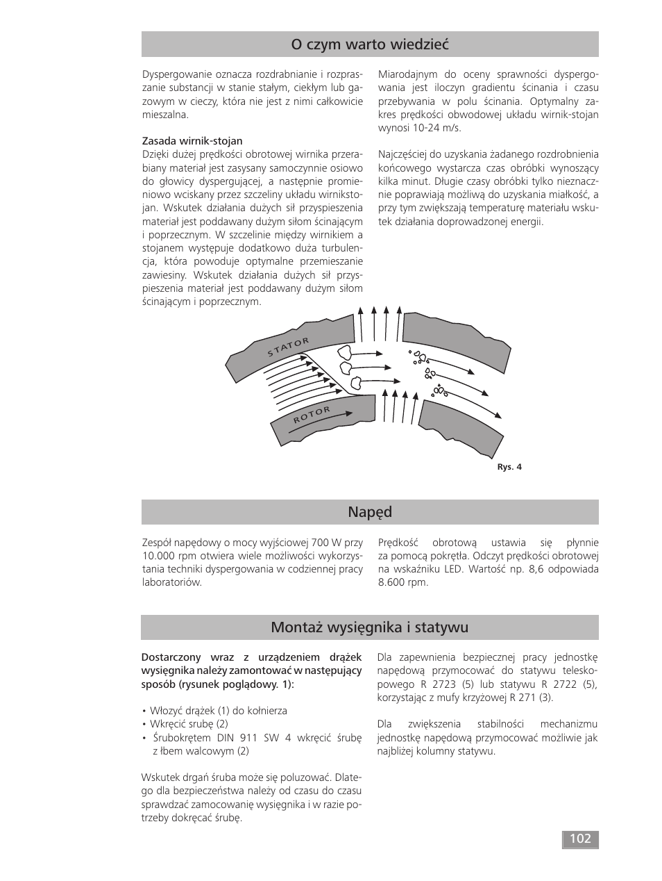 Napęd o czym warto wiedzieć, Montaż wysięgnika i statywu | IKA T 50 digital ULTRA-TURRAX User Manual | Page 102 / 188