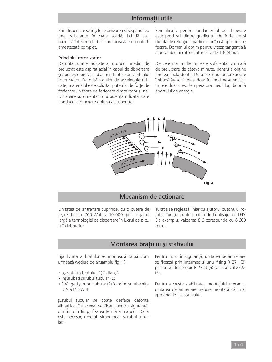 Mecanism de acţionare informaţii utile, Montarea braţului şi stativului | IKA T 50 digital ULTRA-TURRAX User Manual | Page 174 / 188