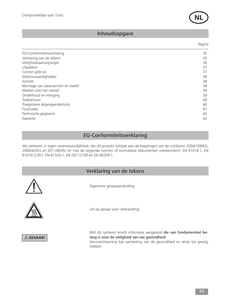 Inhoudsopgave | IKA T 50 digital ULTRA-TURRAX User Manual | Page 35 / 188