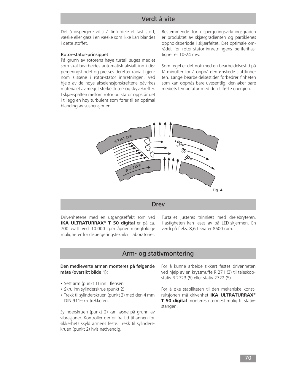 Drev verdt å vite, Arm- og stativmontering | IKA T 50 digital ULTRA-TURRAX User Manual | Page 70 / 188